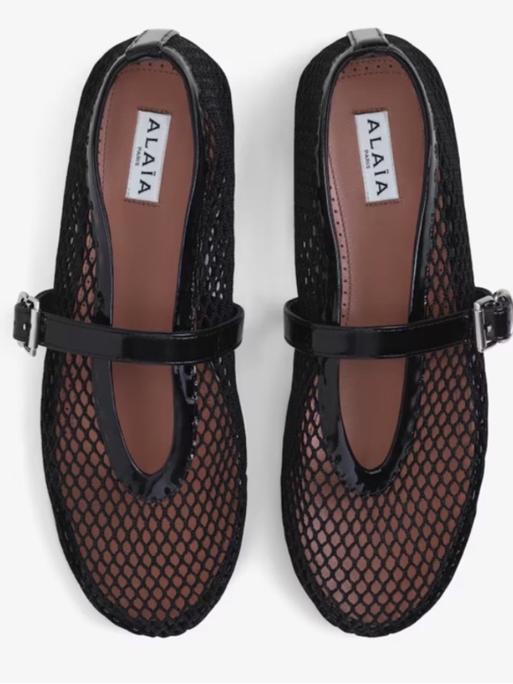 NWOT Alaia fishnet mesh ballet flats black Size 38